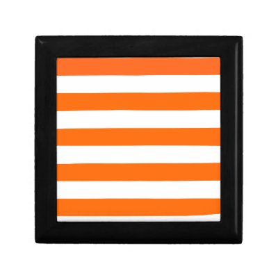 Basic Orange and White Stripes Pattern Trinket Boxes by AbbyCastro
