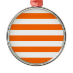 Basic Orange and White Stripes Pattern Ornament