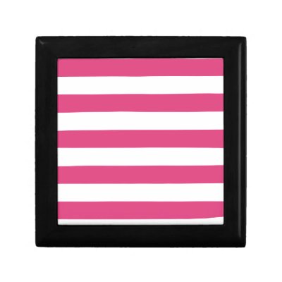 Basic Pink and White Stripes Pattern Keepsake Box by AbbyCastro