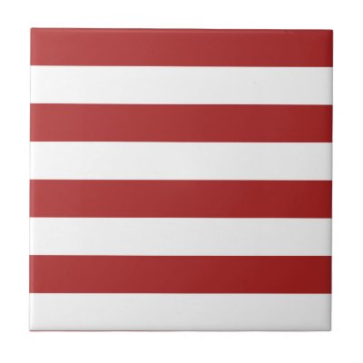 Basic Red and White Stripes Pattern Ceramic Tile by AbbyCastro