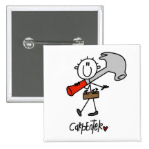 Basic Stick Figure Carpenter Tshirts and Gifts Button