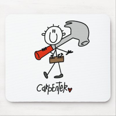 Basic Stick Figure Carpenter Tshirts and Gifts Mouse Mats by stick_figures