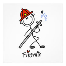 Basic Stick Figure Fireman T-shirts and Gifts Personalized Invite