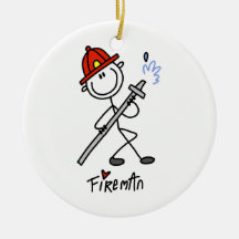 Basic Stick Figure Fireman T-shirts and Gifts Christmas Ornaments