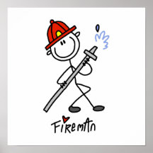 Basic Stick Figure Fireman T-shirts and Gifts Print