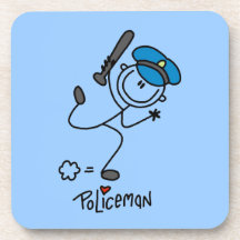 Basic Stick Figure Police Officer Beverage Coasters