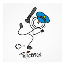 Basic Stick Figure Police Officer Custom Invitation
