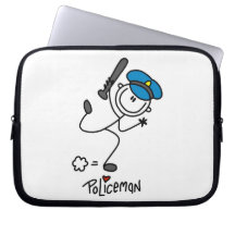 Basic Stick Figure Police Officer Laptop Computer Sleeve