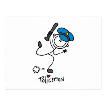 Basic Stick Figure Police Officer Postcards