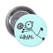 Basic Stick Figure Volleyball Tshirts and Gifts Pin