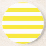 Basic Yellow and White Stripes Pattern Coasters