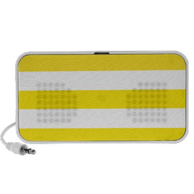 Basic Yellow and White Stripes Pattern Ipod Speaker by AbbyCastro