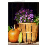 Basket of Asters With Pumpkin and Gourd