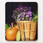 Basket of Asters With Pumpkin and Gourd
