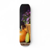 Basket of Asters With Pumpkin and Gourd