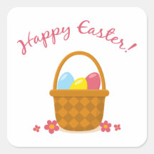 Basket with Easter eggs and flowers - Happy Easter Sticker