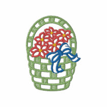 Basket with poinsettias