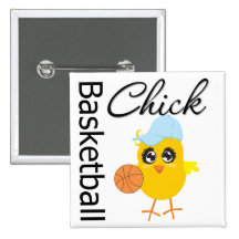 Basketball Chick Pinback Button