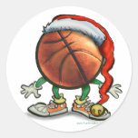 Basketball Christmas Round Stickers