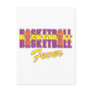 basketball fever purple and gold design post card