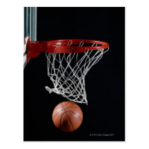Basketball in Hoop Post Card