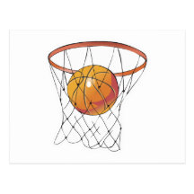 basketball in hoop postcards