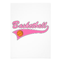 basketball logo pink womens girls personalised invites