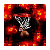 Basketball Net, Ball & Flames T-shirt