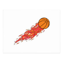 basketball on fire postcard