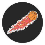 basketball on fire round stickers