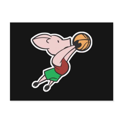 basketball pig post card by doonidesignsanimals