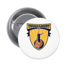 Basketball Player Lay-up Ball Shield Pinback Button