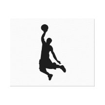 Basketball Player Silhouette Stretched Canvas Prints