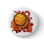 Basketball Punk Circles Red Button