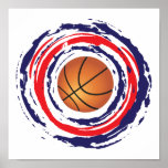 Basketball Red Blue And White Poster
