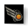 Basketball Retro Stripe Tan Button