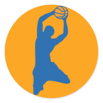 basketball silhouette round stickers