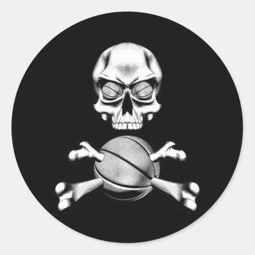 Basketball Skull and Bones Round Stickers | Zazzle