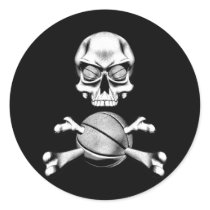 Basketball Skull and Bones Round Stickers