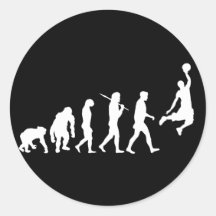 Basketball slam dunk evolution of basketball gift round sticker