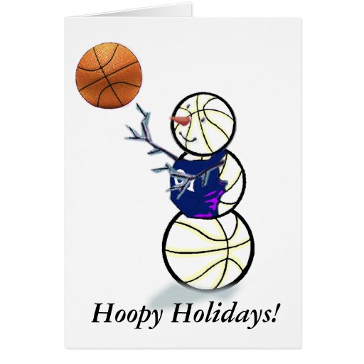 Basketball Snowman Christmas Greeting Card