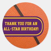Basketball Team Colours Customisable Party Favour Stickers