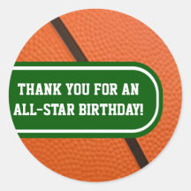 Basketball Team Colours Customisable Party Favour Round Sticker