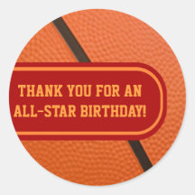 Basketball Team Colours Customisable Party Favour Round Stickers
