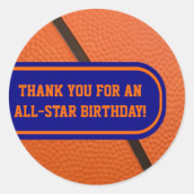 Basketball Team Colours Customisable Party Favour Round Stickers