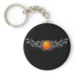 Basketball Tribal Flames Grey Keychain