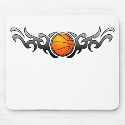 Basketball Tribal Flames Grey Mousepad by MugUSA