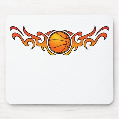 Basketball Tribal Flames Orange Mousepad by MugUSA