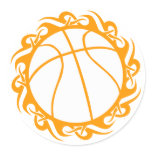 basketball. tribal. round sticker