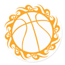 basketball. tribal. round sticker